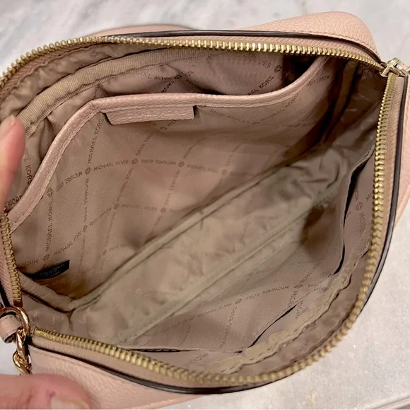 Michael Kors Blush Pebbled Leather Chain Detail Crossbody Bag - Picture 12 of 16